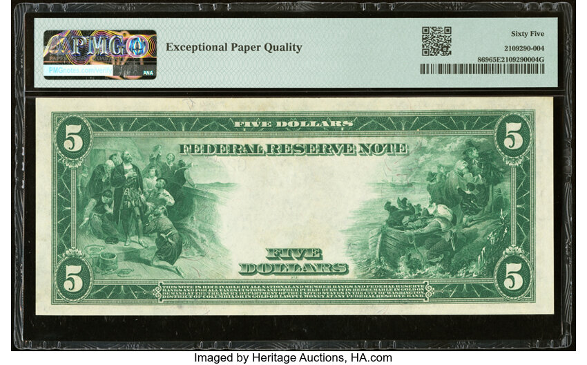 image for: Fr. 869 $5 1914 Federal Reserve Note PMG Gem Uncirculated 65 EPQ....