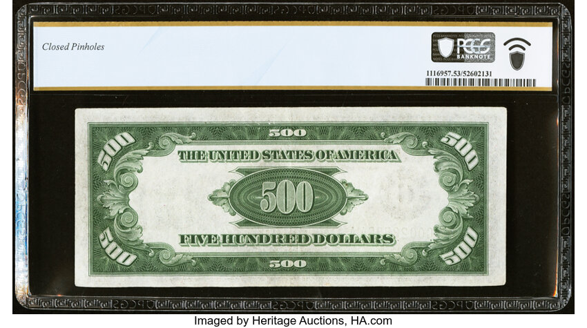 image for: Fr. 2202-G $500 1934A Federal Reserve Note. PCGS Banknote About Unc 53....