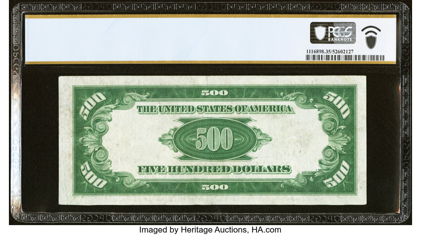 image for: Fr. 2201-G $500 1934 Federal Reserve Note. PCGS Banknote Choice VF 35....