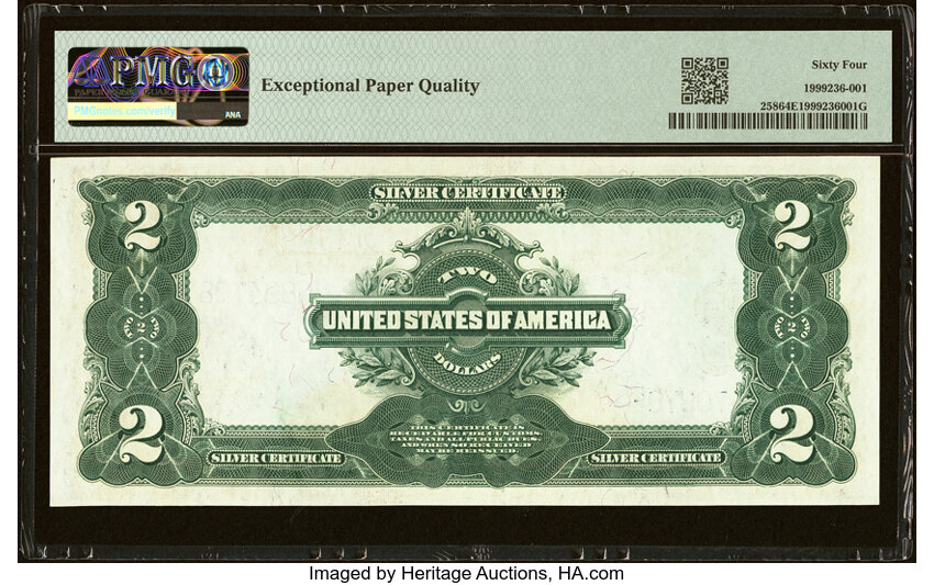 image for: Fr. 258 $2 1899 Silver Certificate PMG Choice Uncirculated 64 EPQ....