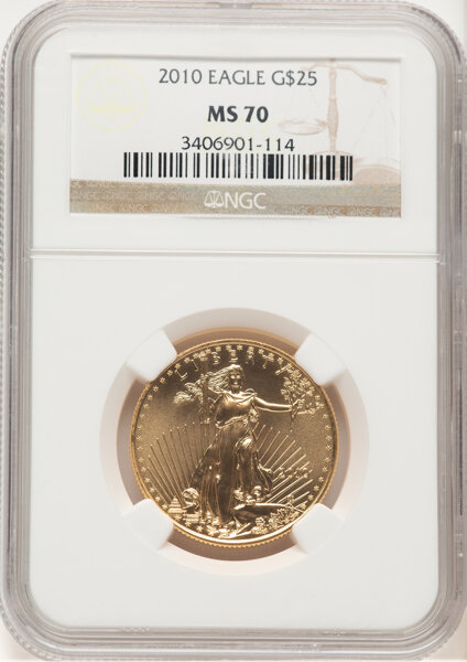 image for: 2010 $25 Half-Ounce Gold Eagle, MS70 NGC....