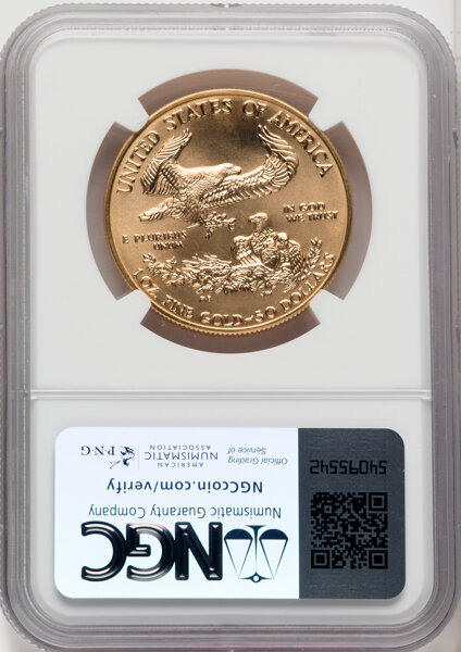 image for: 1995 $50 One-Ounce Gold Eagle MS70 NGC.  Mintage 200,636....