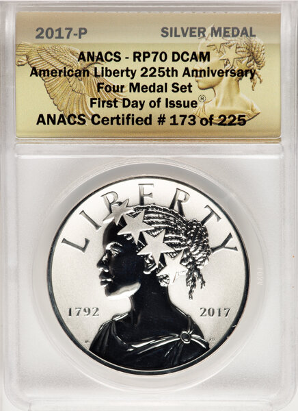 image for: 2017-P Medal American Liberty 225th Anniversary U.S. Mint Set, Silver, Reverse Proof, PR70 Deep Cameo ANACS.  ANACS Certifi...