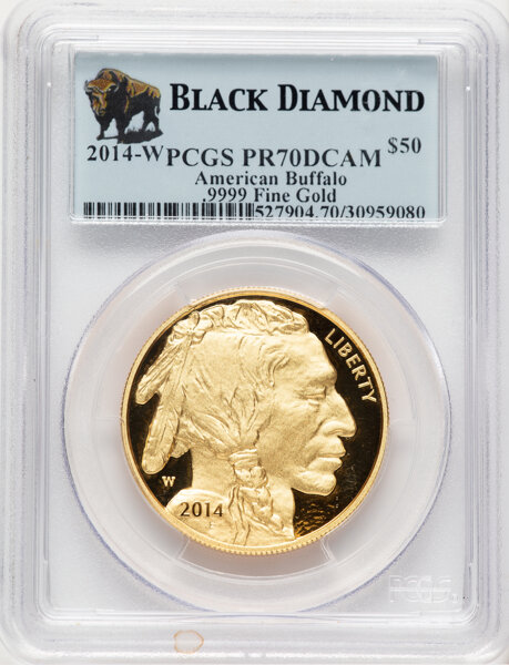 image for: 2014-W $50 One-Ounce Gold Buffalo PR70 Deep Cameo PCGS....
