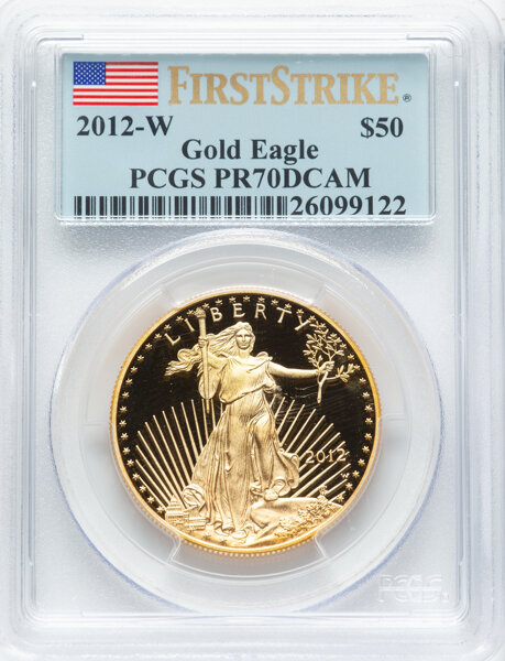 image for: 2012-W $50 One-Ounce Gold Eagle, First Strike PR70 Deep Cameo PCGS....