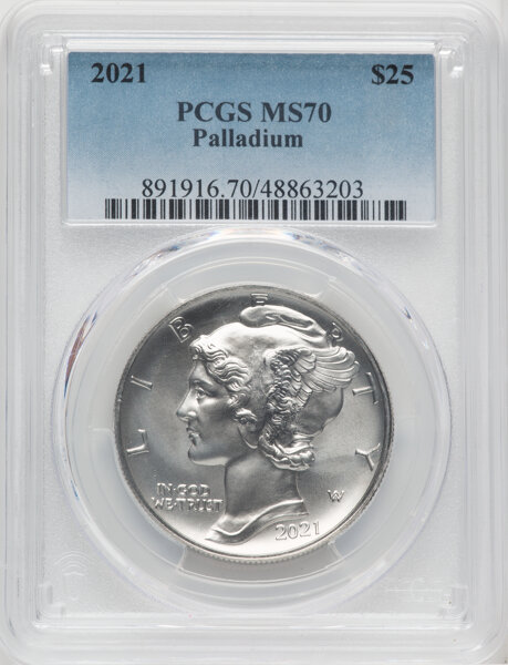 image for: 2021 $25 Palladium Eagle MS70 PCGS. PCGS Population: (42)....