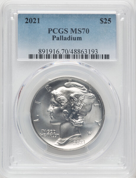 image for: 2021 $25 Palladium Eagle MS70 PCGS. PCGS Population: (42)....