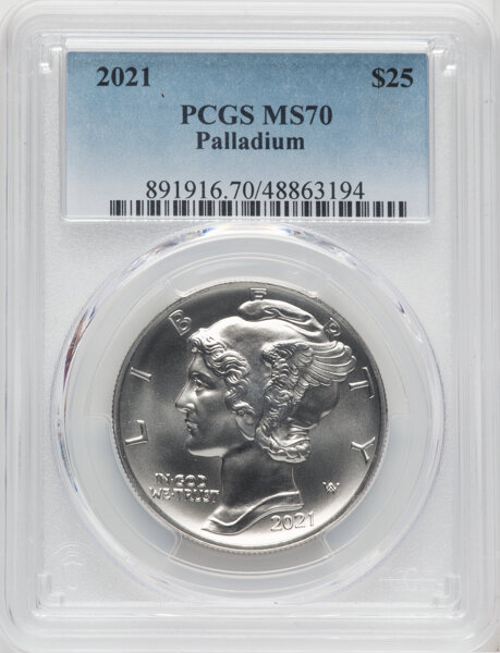 image for: 2021 $25 Palladium Eagle MS70 PCGS. PCGS Population: (42)....