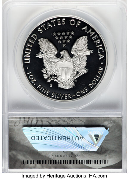 image for: 2019-S $1 Silver Eagle, First Strike, PR70 Deep Cameo ANACS. ANACS Certified #284 of 985....