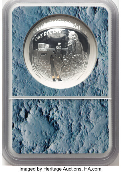 image for: 2019-P $1 Apollo 11 50th Anniversary, First .999 Silver Commem. PR70 Ultra Cameo NGC....