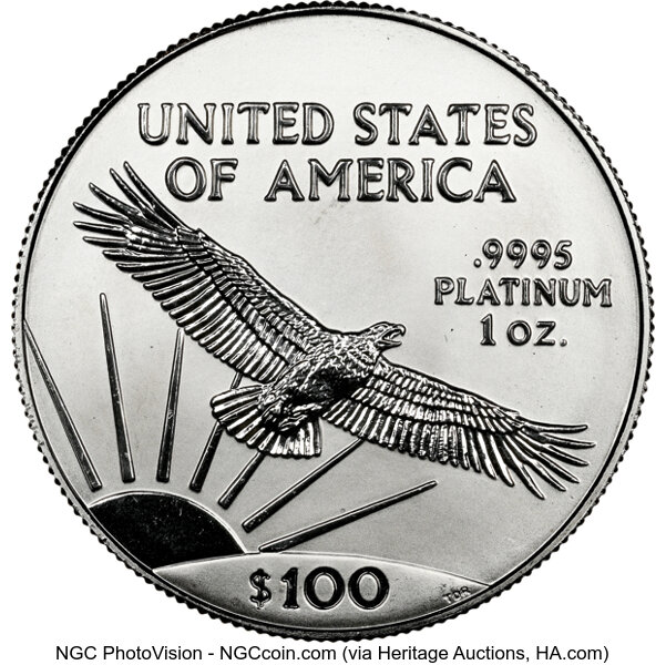 image for: 1997 $100 One-Ounce Platinum Eagle, MS69 NGC....