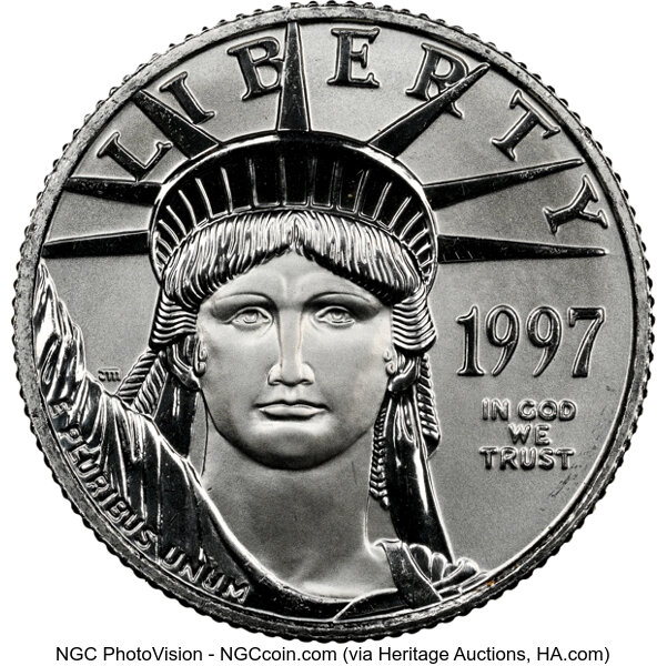 image for: 1997 $25 Quarter-Ounce Platinum Eagle, MS69 NGC....