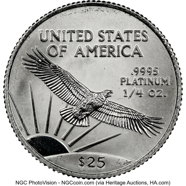 image for: 1997 $25 Quarter-Ounce Platinum Eagle, MS69 NGC....