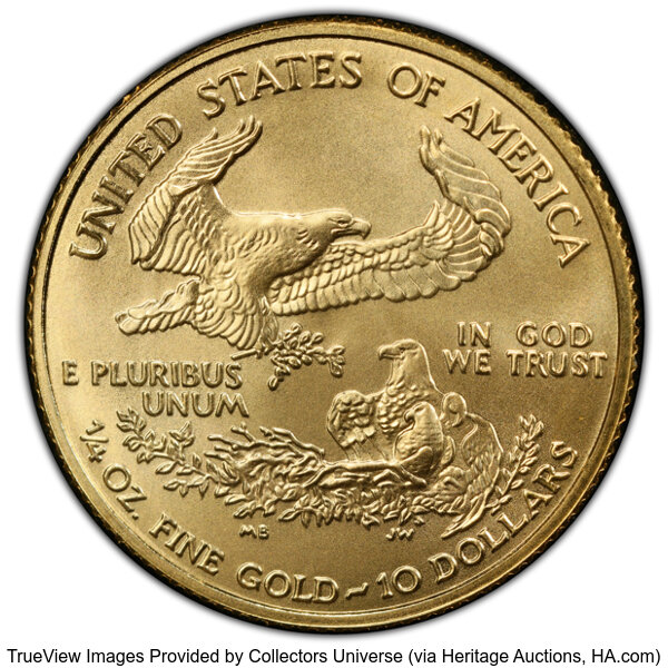 image for: 2007 $10 Quarter-Ounce Gold Eagle MS70 PCGS.  Mintage 34,004. ...