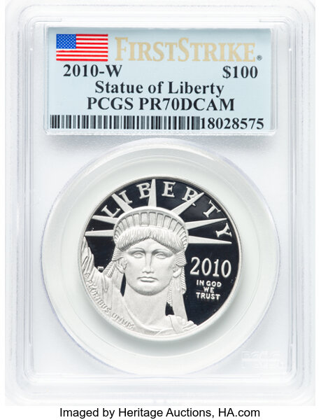 image for: 2010-W $100 One-Ounce Platinum Eagle, First Strike PR70 Deep Cameo PCGS....