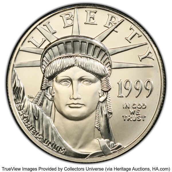 image for: 1999 $100 One-Ounce Platinum Eagle, Statue of Liberty, MS69 PCGS....