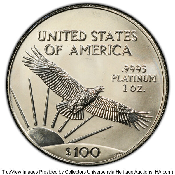 image for: 1999 $100 One-Ounce Platinum Eagle, Statue of Liberty, MS69 PCGS....
