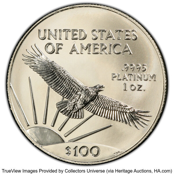 image for: 2002 $100 One-Ounce Platinum Eagle, Statue of Liberty, MS69 PCGS.  Mintage 11,502....