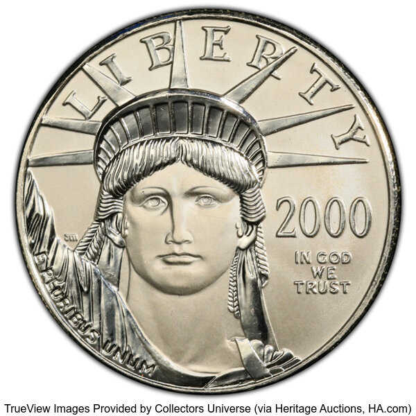 image for: 2000 $100 One-Ounce Platinum Eagle, Statue of Liberty, MS69 PCGS.  Mintage 10,003....