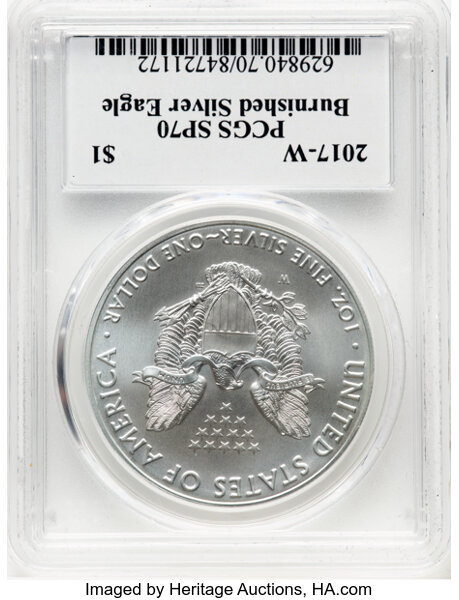 image for: 2017-W $1 Silver Eagle, Burnished, Premier 1st Edition 1 of 2,500 SP70 PCGS....