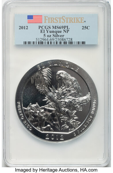 image for: 2012 25C El Yunque NP Five-Ounce Silver, First Strike MS69 Prooflike PCGS.  ...