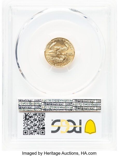 image for: 1989 $5 Tenth-Ounce Gold Eagle MS70 PCGS.  Mintage 264,790....