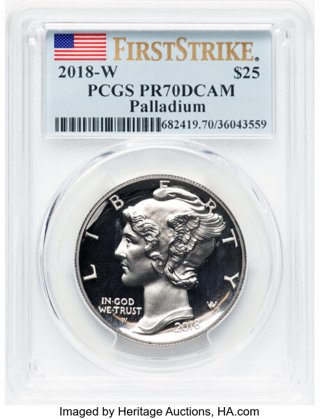 image for: 2018-W $25 Palladium PR70 Deep Cameo PCGS. ...