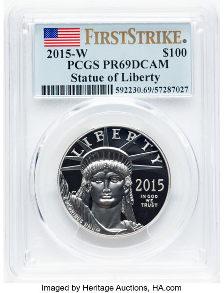 image for: 2015-W $100 One-Ounce Platinum Eagle, First Strike, PR69 Deep Cameo PCGS. ...