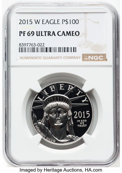 image for: 2015-W $100 One-Ounce Platinum Eagle PR69 Ultra Cameo NGC....