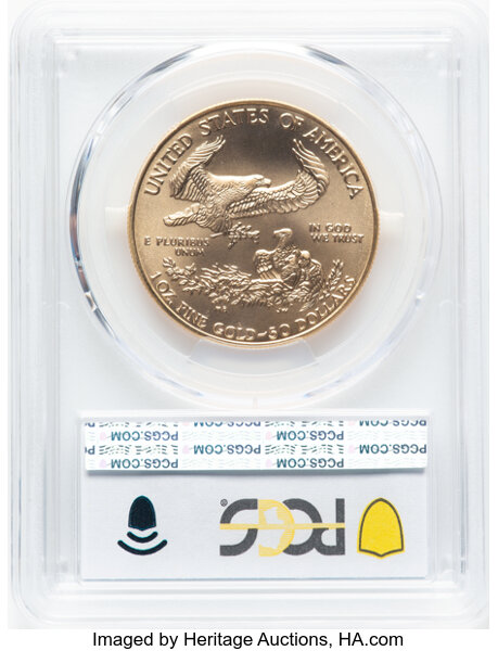 image for: 1995 $50 One-Ounce Gold Eagle MS70 PCGS.  Mintage 200,636....