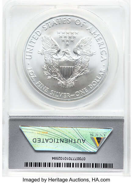 image for: 2013-(S) $1 Silver Eagle, Struck at San Francisco Mint, First Day of Issue, MS70 ANACS. ANACS Certified #3,647 of 5,842....