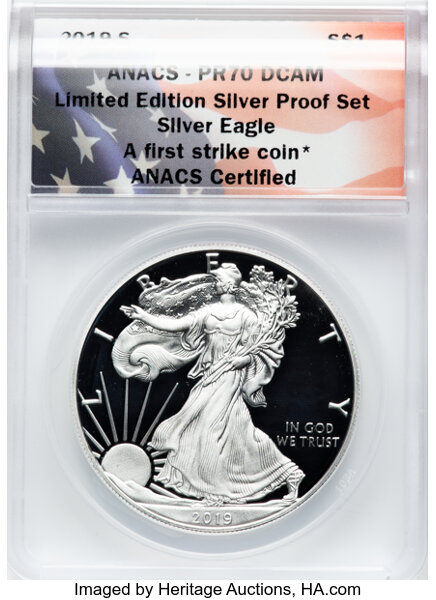 image for: 2019-S $1 Silver Eagle, Limited Edition Silver Proof Set, First Strike coin, PR70 Deep Cameo ANACS. ANACS Certified....