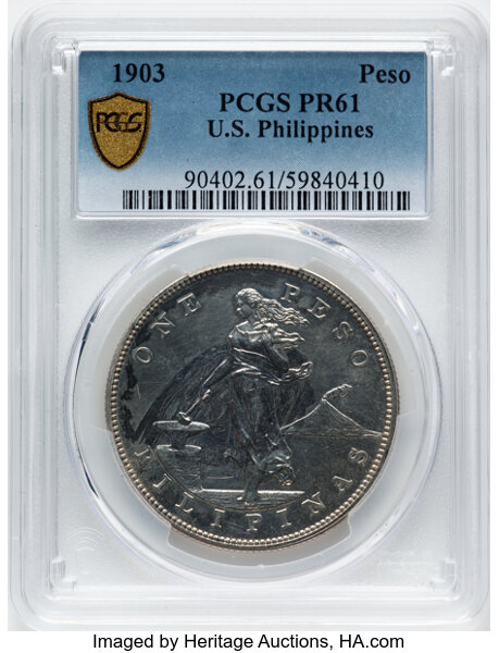 image for: 1903 Peso Philippines Peso PR61 PCGS. PCGS Population: (31/179)....