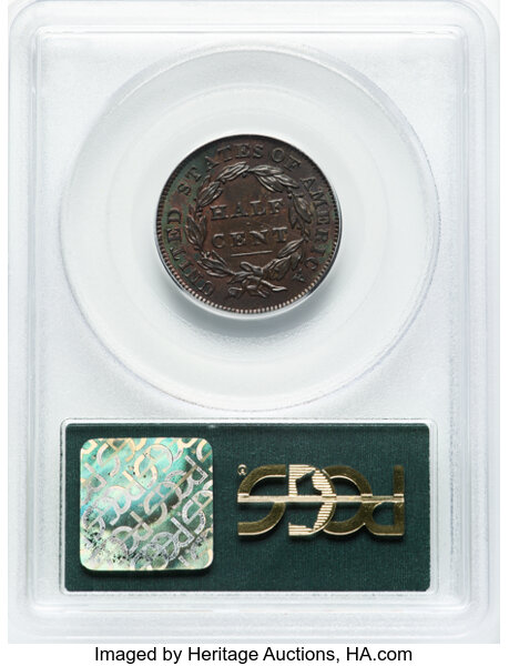 image for: 1832 1/2 C C-2, B-2, R.1, MS64 Brown PCGS. Housed in a Generation 3.0 green label holder. CDN: $750 Whsle. Bid for NGC/PCGS...