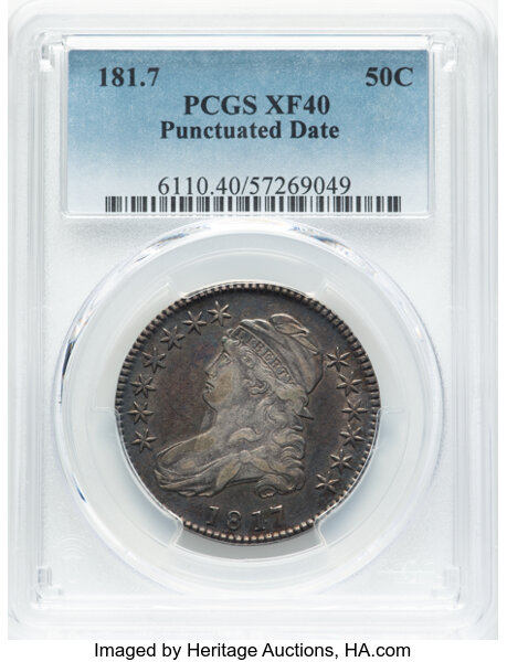 image for: 1817 50C 181.7, Punctuated Date, O-103, R.2, XF40 PCGS....