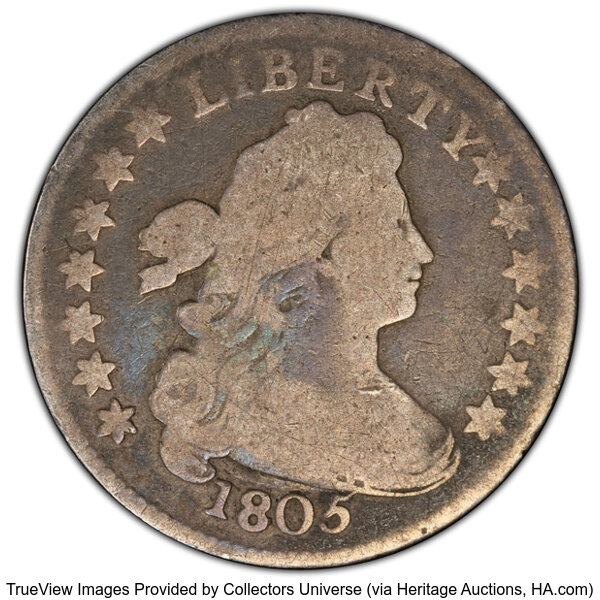 image for: 1805 10C 4 Berries, JR-2, R.1, Good 6 PCGS. PCGS Population: (2/27).  Mintage 120,780. ...