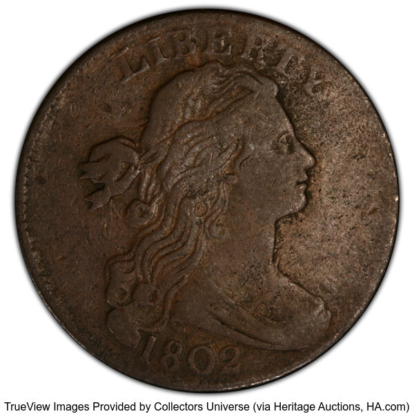image for: 1802 1C S-227, B-5, R.2, VF20 PCGS. Mintage 3,435,100....
