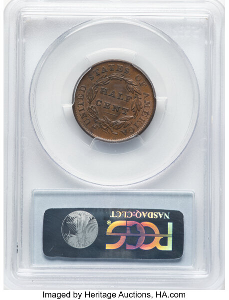 image for: 1835 1/2 C C-1, B-1, R.1, AU58 PCGS.  Mintage 398,000....