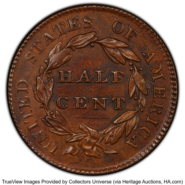 image for: 1828 1/2 C 12 Stars, C-2, B-3, R.2, MS61 Brown PCGS.  Mintage 606,000....