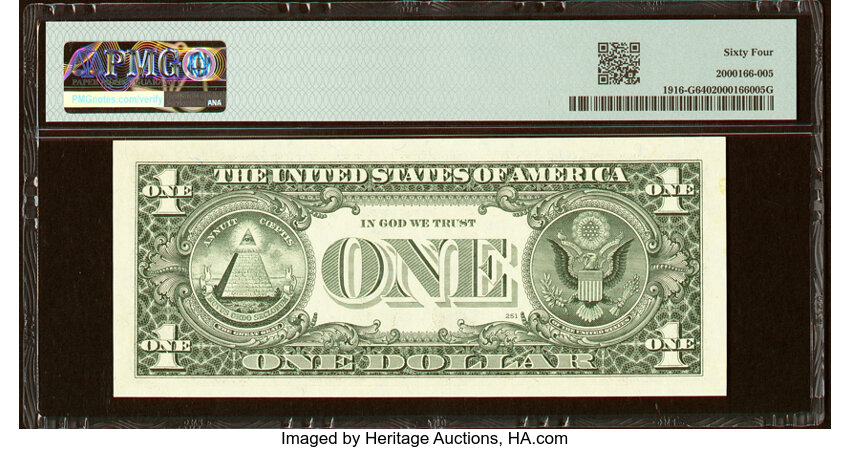 image for: Near Solid Serial Number 66666663 Fr. 1916-G $1 1988A Federal Reserve Note. PMG Choice Uncirculated 64....