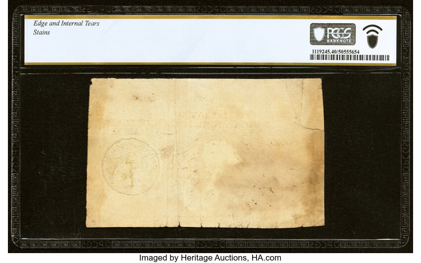 image for: Georgia 1776 $2 Blue Seal Liberty Cap PCGS Banknote Extremely Fine 40 Details....