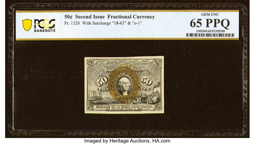image for: Fr. 1320 50¢ Second Issue PCGS Banknote Gem Unc 65 PPQ....