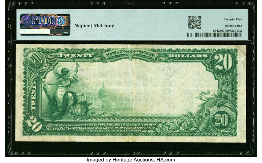 image for: Hennessey, OK - $20 1902 Plain Back Fr. 654 The Farmers & Merchants National Bank Ch. # (W)10209 PMG Very Fine 25....
