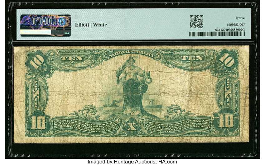 image for: Tahlequah, OK - $10 1902 Plain Back Fr. 634 The Liberty National Bank Ch. # (W)12089 PMG Fine 12....