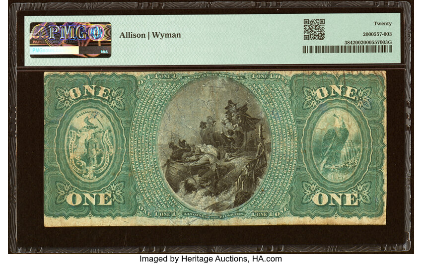 image for: Roxbury, MA - $1 1875 Fr. 384 The Peoples National Bank Ch. # 595 PMG Very Fine 20....