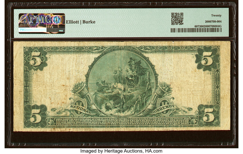 image for: Covington, VA - $5 1902 Plain Back Fr. 607 The Citizens National Bank Ch. # (S)5326 PMG Very Fine 20....