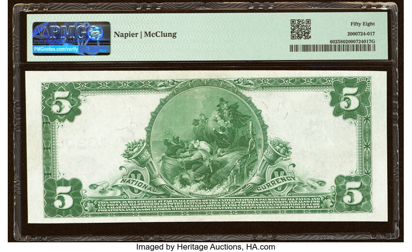 image for: Mount Union, PA - $5 1902 Plain Back Fr. 602 The Central National Bank Ch. # 10206 PMG Choice About Unc 58....