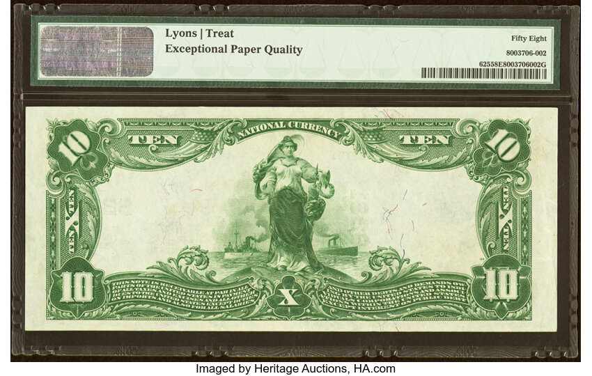 image for: Eau Claire, WI - $10 1902 Plain Back Fr. 625 The Union National Bank Ch. # 8281 PMG Choice About Unc 58 EPQ....