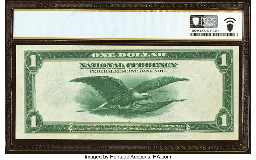 image for: Fr. 719 $1 1918 Federal Reserve Bank Note PCGS Banknote Choice About Unc 58 PPQ....