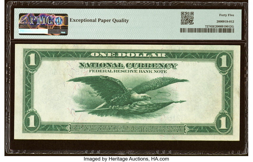 image for: Fr. 727 $1 1918 Federal Reserve Bank Note PMG Choice Extremely Fine 45 EPQ....